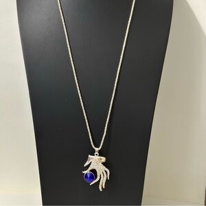 Betsy Johnson rose gold tone long rhinestone necklace #1054